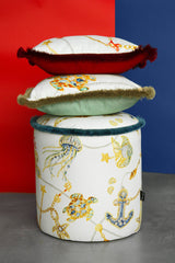Round Pouf in Blue - Portofino - Baci Milano