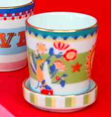 Porcelain Espresso Cup with Saucer/Lid - Flower - Mamma Mia
