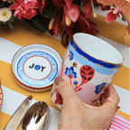 Porcelain Cup with Saucer/Lid - Leaves - Mamma Mia - Baci Milano