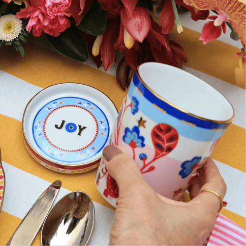 Porcelain Cup with Saucer/Lid - Leaves - Mamma Mia - Baci Milano