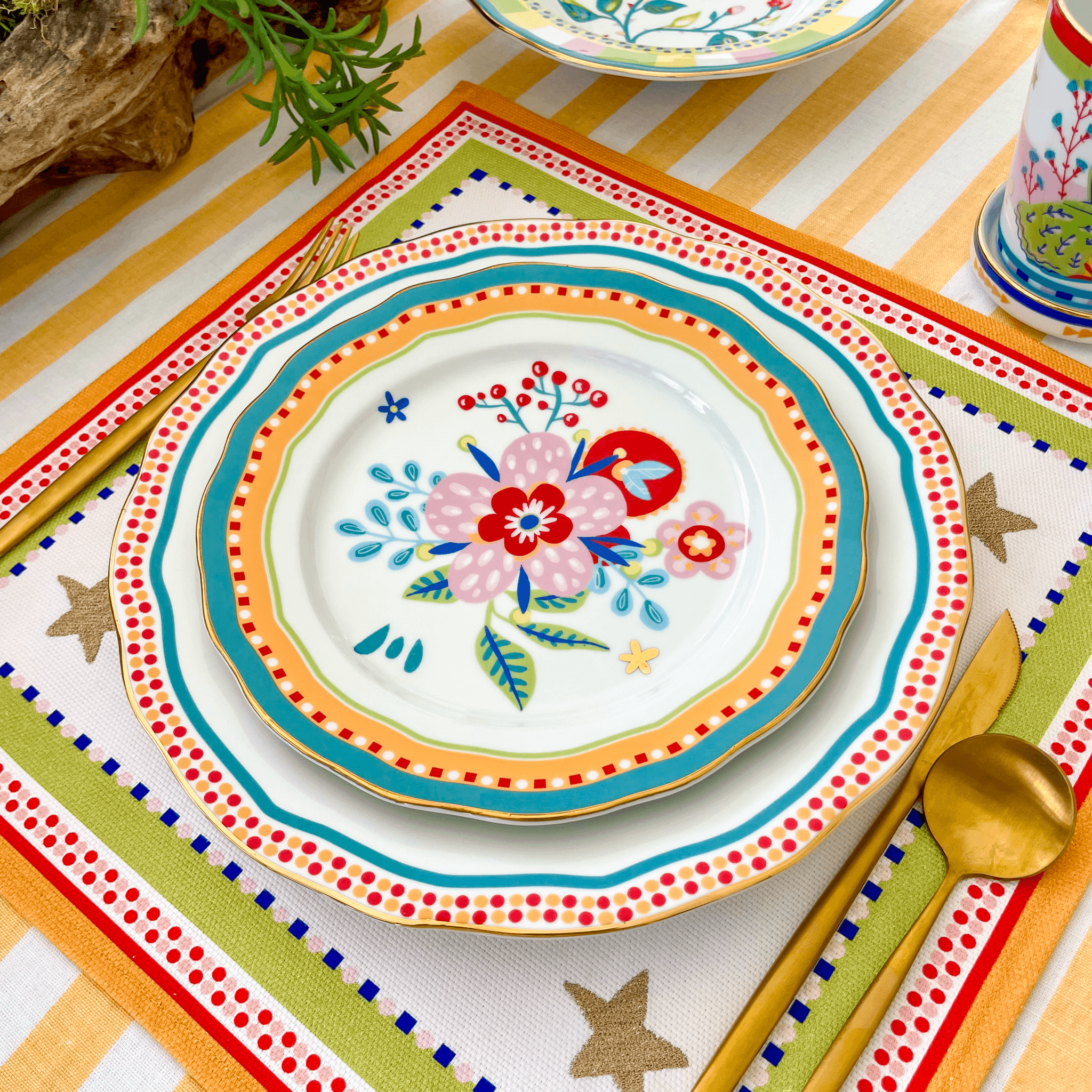 Porcelain Dessert Plate - Flower - Mamma Mia - Baci Milano