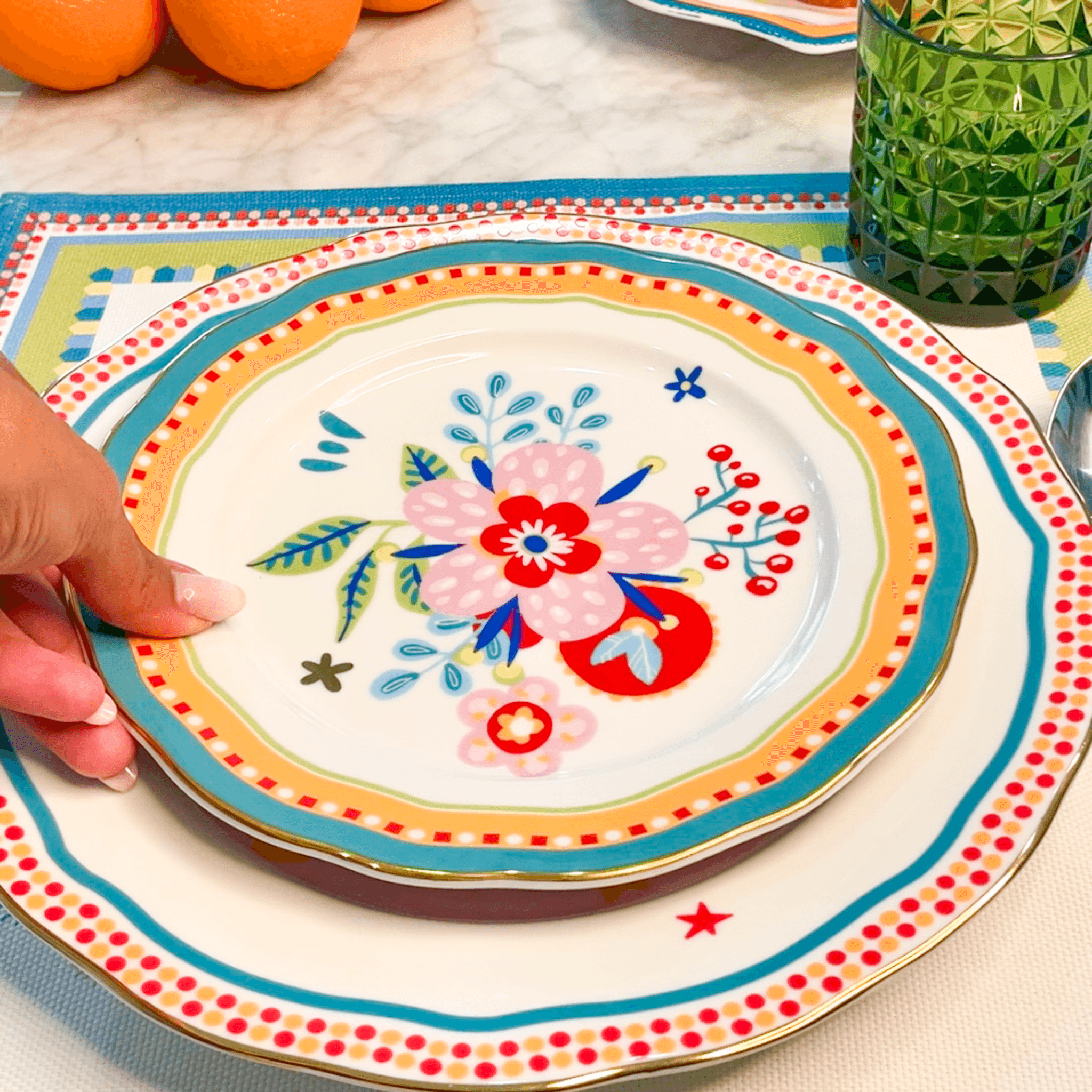 Porcelain Dessert Plate - Flower - Mamma Mia - Baci Milano