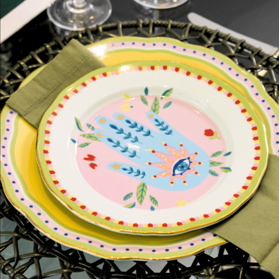 Porcelain Dessert Plate - Hand - Mamma Mia - Baci Milano