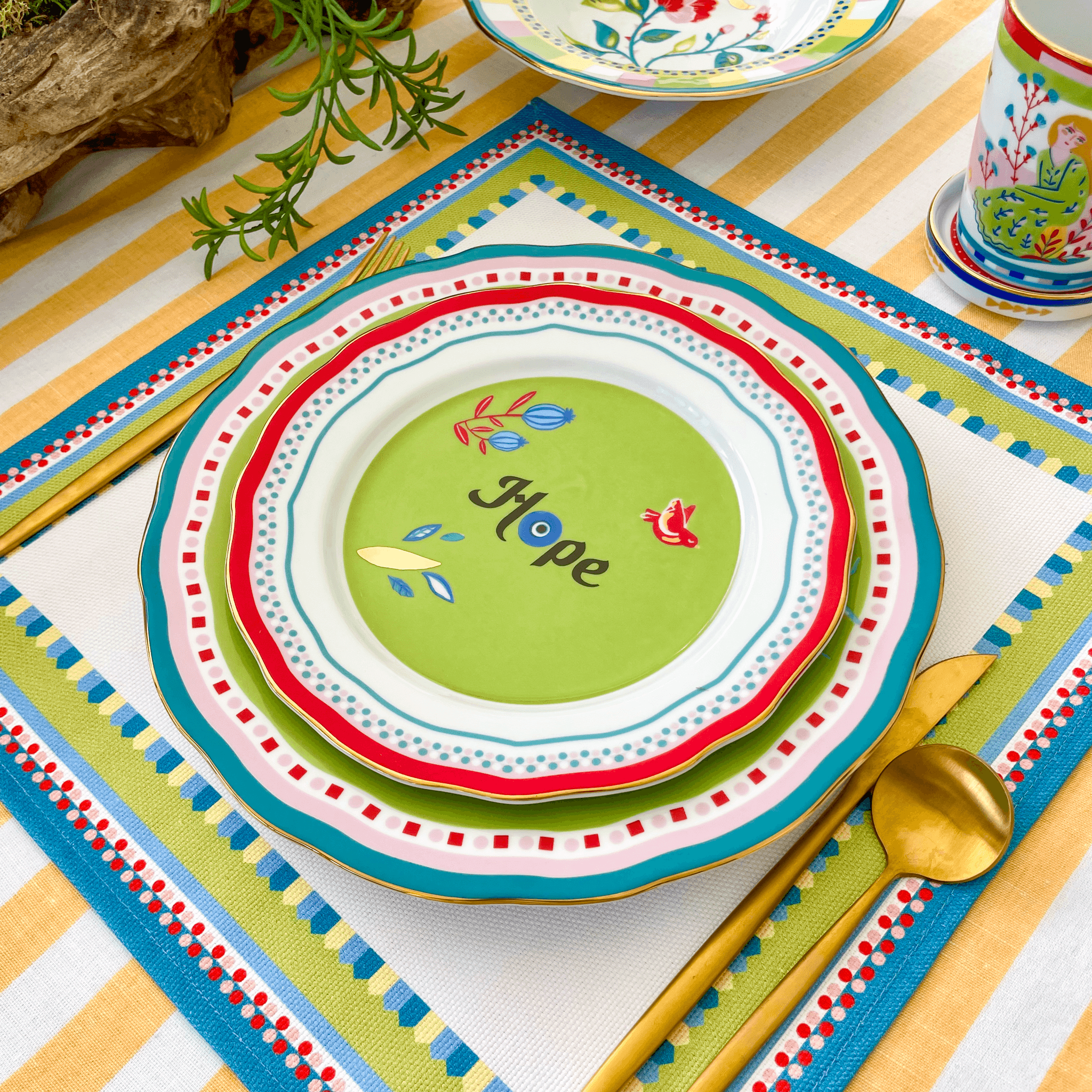 Porcelain Dessert Plate - Hope - Mamma Mia - Baci Milano