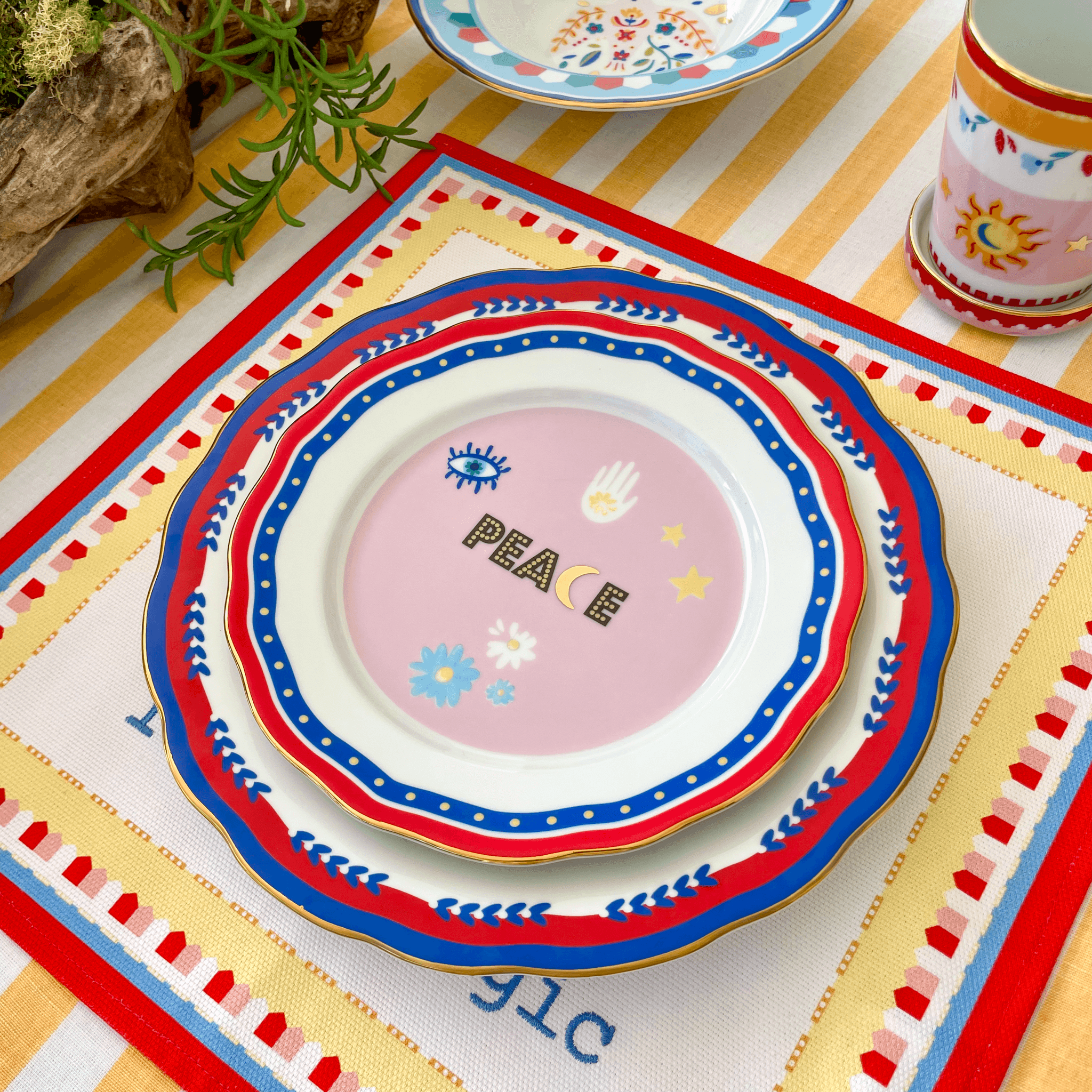 Porcelain Dessert Plate - Peace - Mamma Mia - Baci Milano