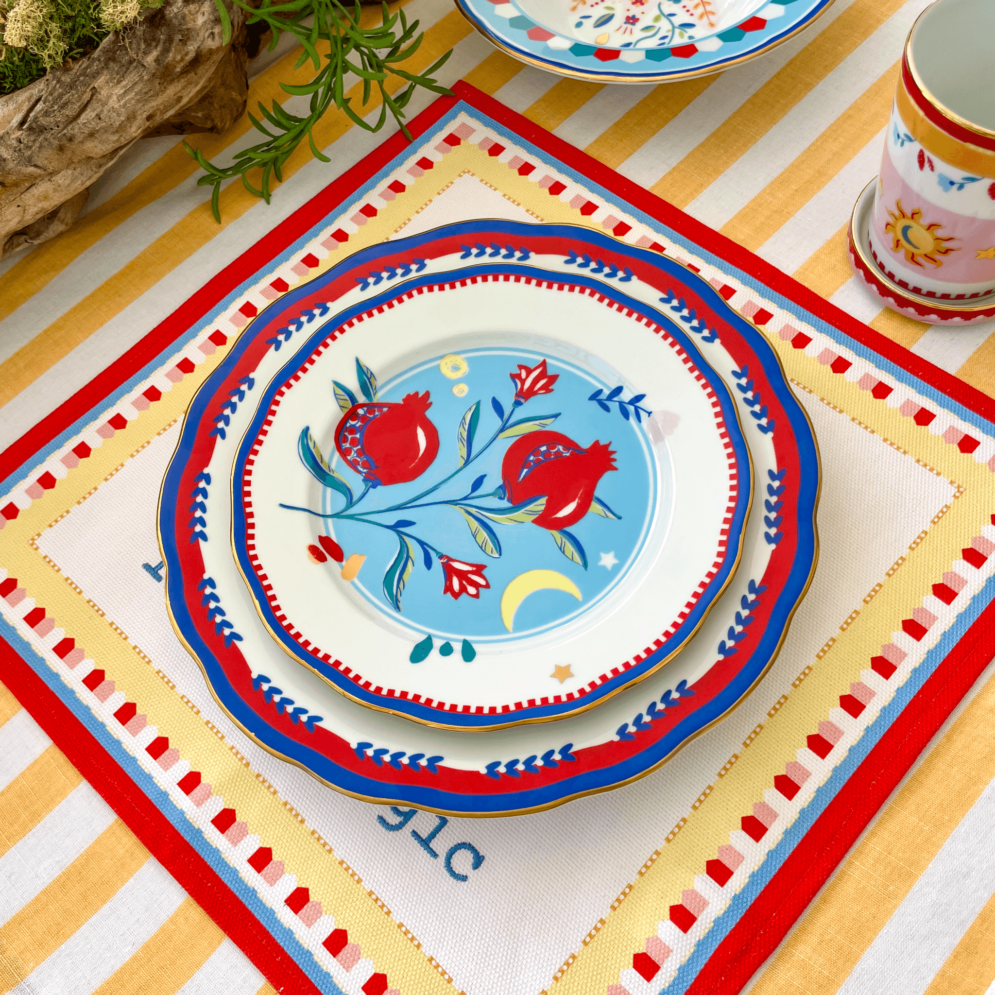 Porcelain Dessert Plate - Pomegranate - Mamma Mia - Baci Milano