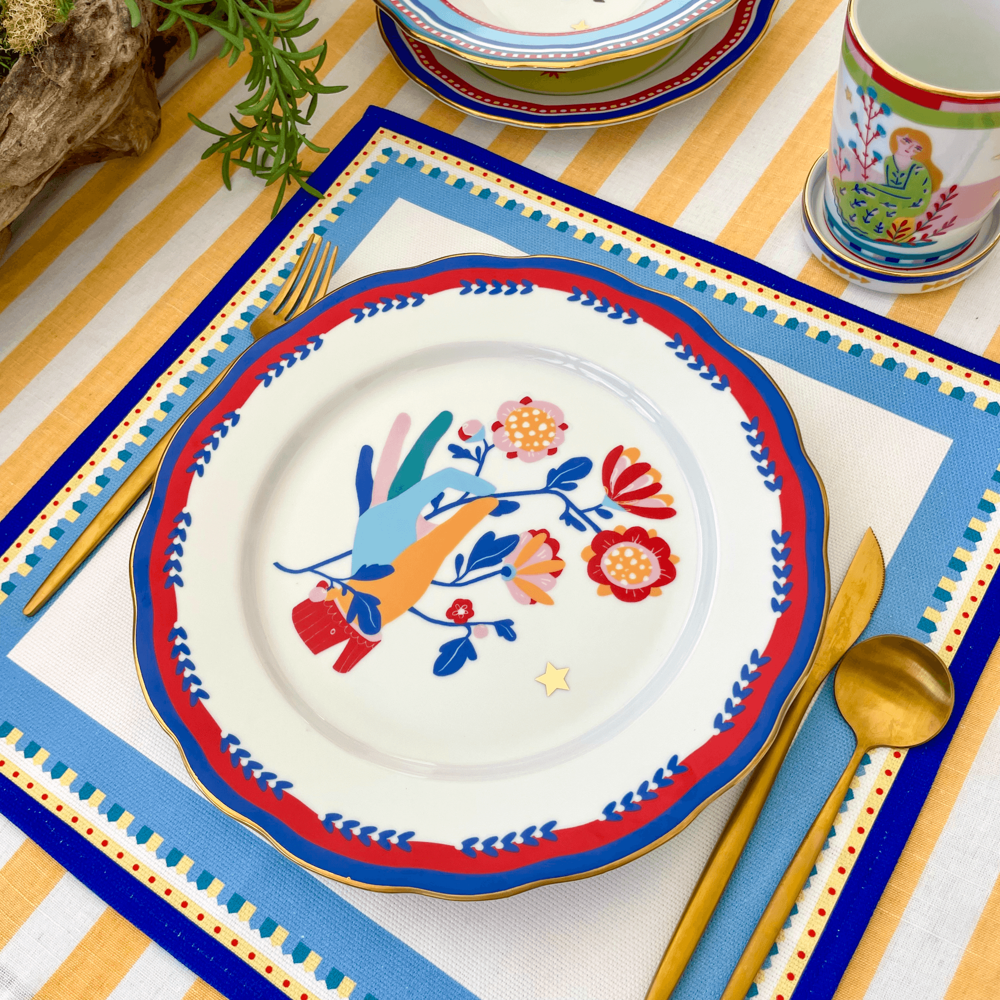 Porcelain Dinner Plate - Hand - Mamma Mia - Baci Milano