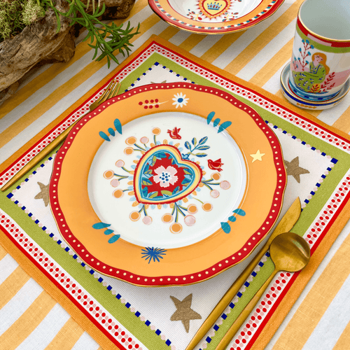 Porcelain Dinner Plate - Heart - Mamma Mia - Baci Milano