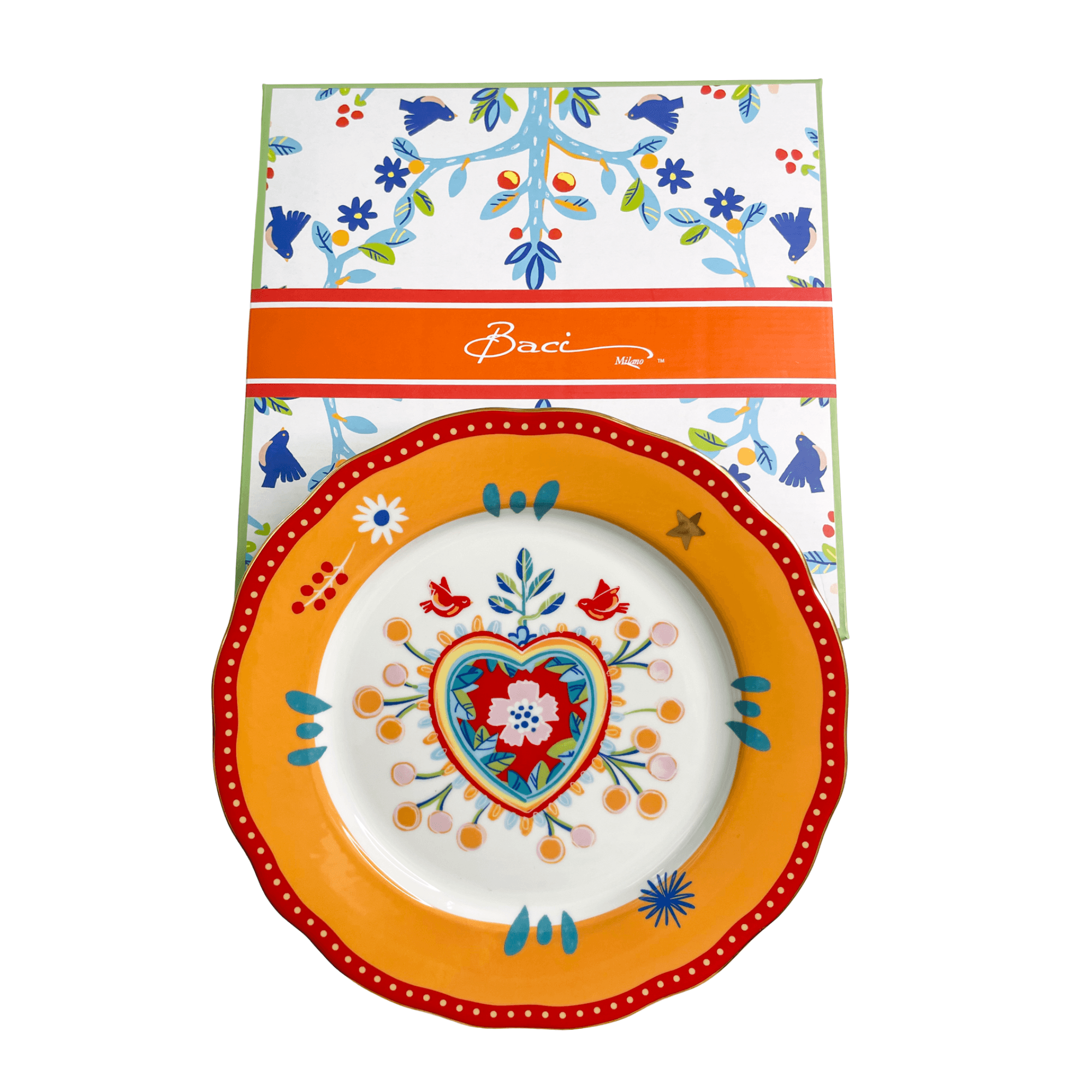 Porcelain Dinner Plate - Heart - Mamma Mia - Baci Milano