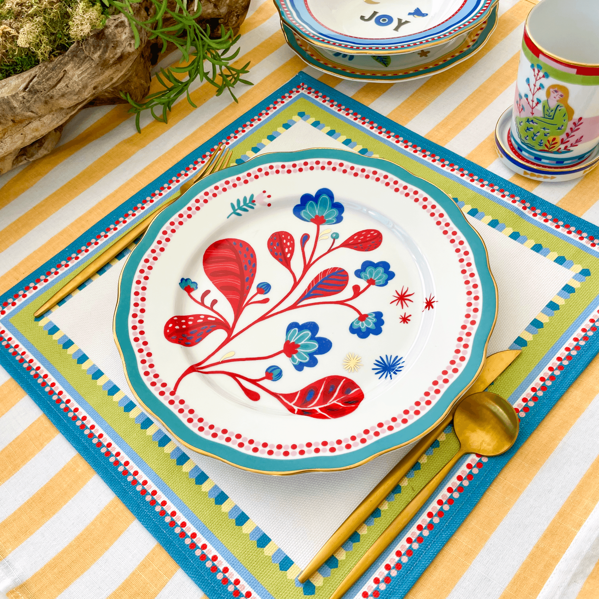 Porcelain Dinner Plate - Leaves - Mamma Mia - Baci Milano