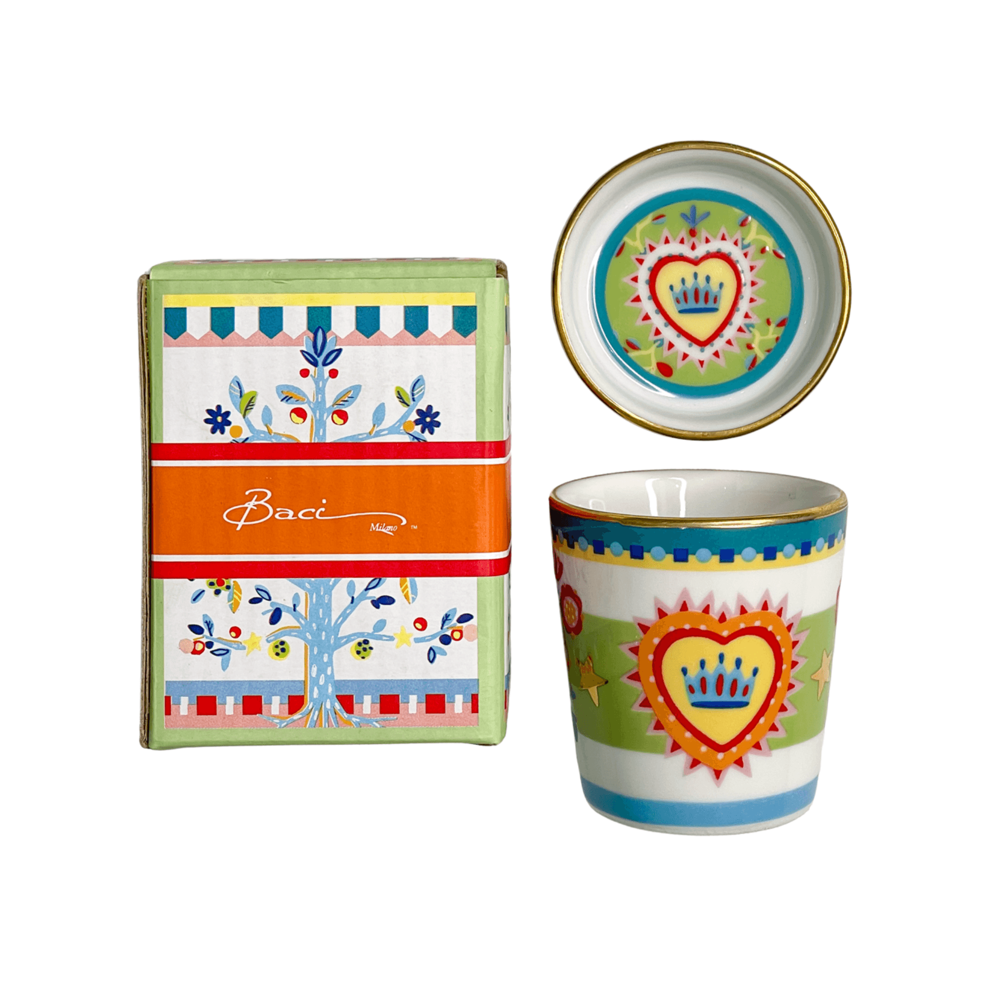 Porcelain Espresso Cup with Saucer/Lid - Flower - Mamma Mia - Baci Milano