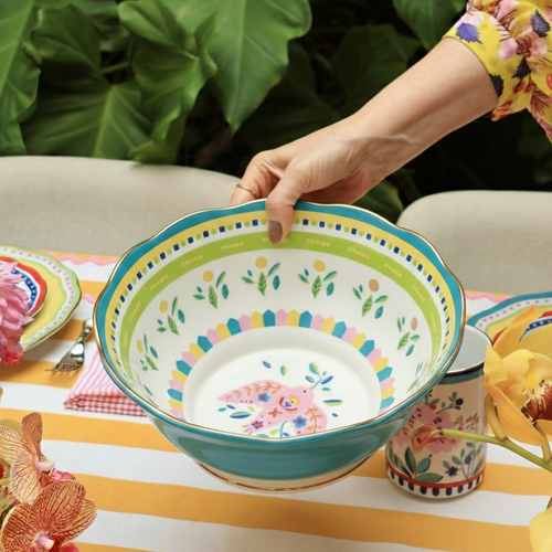Mamma Mia porcelain: Porcelain Salad Bowl - Little Bird — Baci Milano