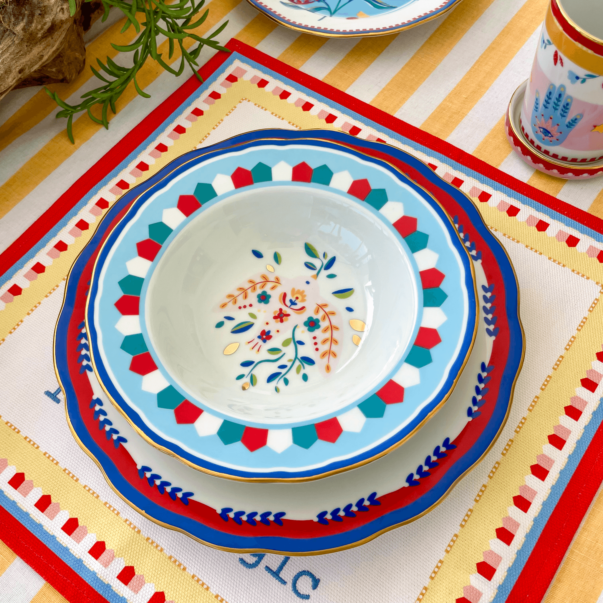 Porcelain Soup Bowl - Bird - Mamma Mia - Baci Milano