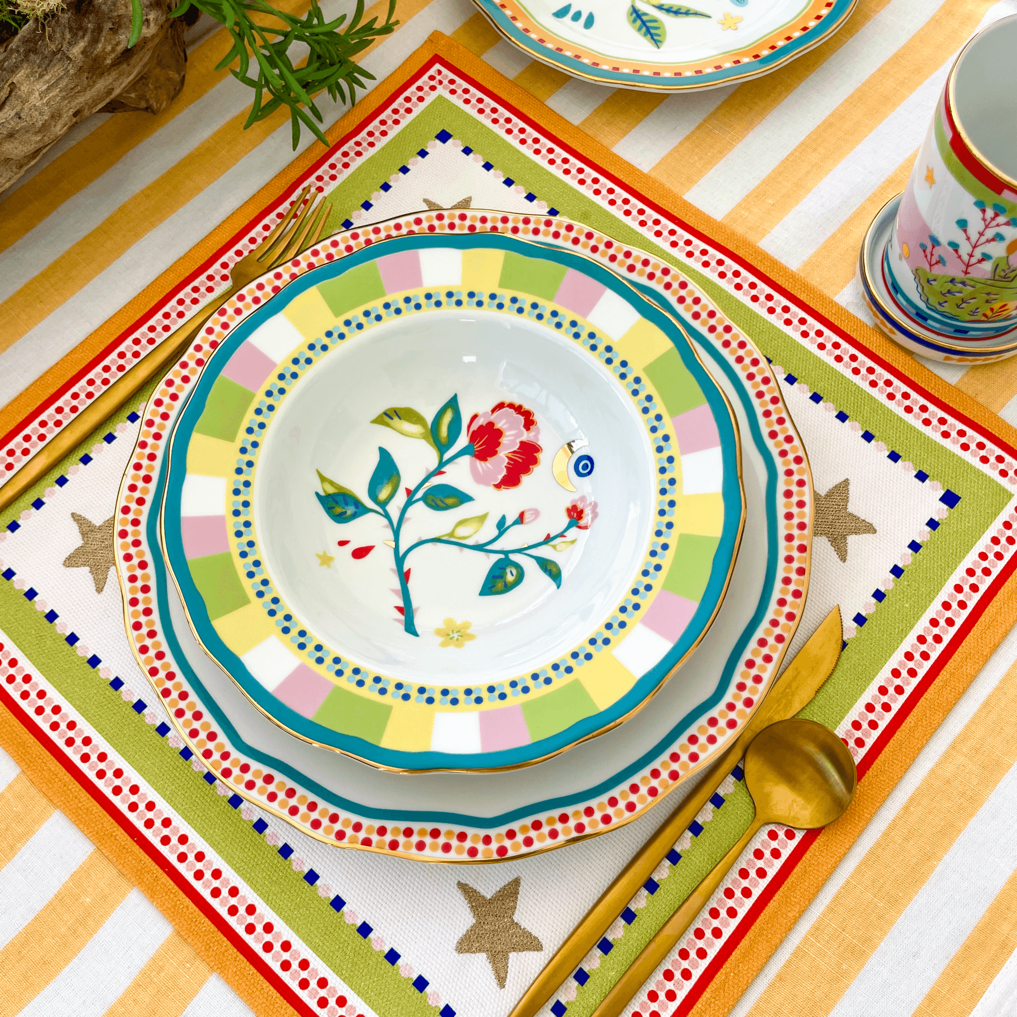 Porcelain Soup Bowl - Flower - Mamma Mia - Baci Milano