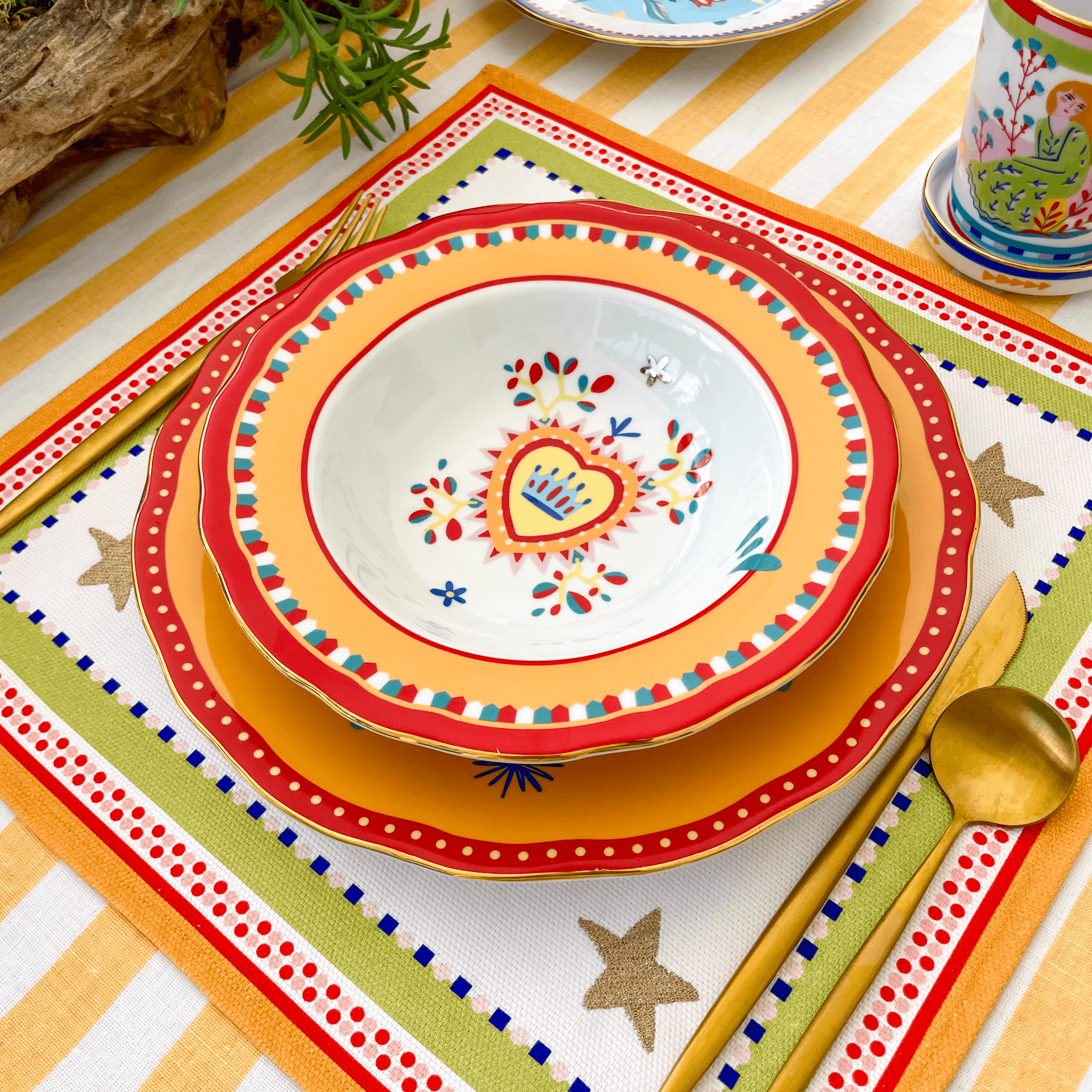 Porcelain Soup Bowl - Heart - Mamma Mia - Baci Milano