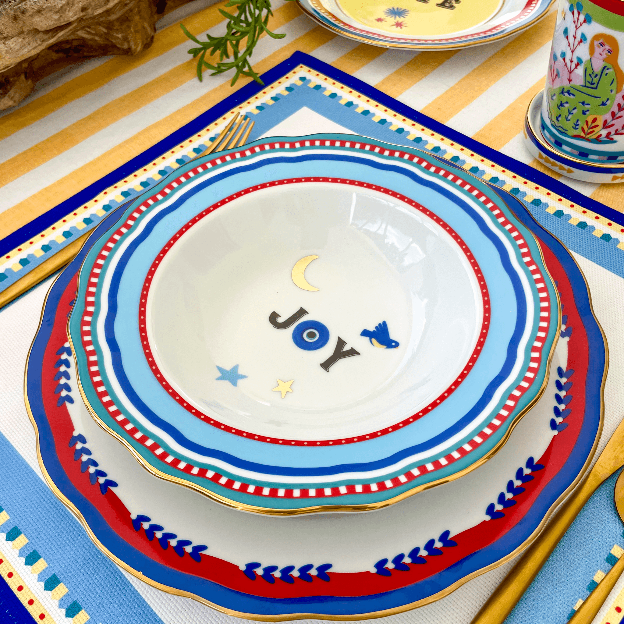 Porcelain Soup Bowl - Joy - Mamma Mia - Baci Milano