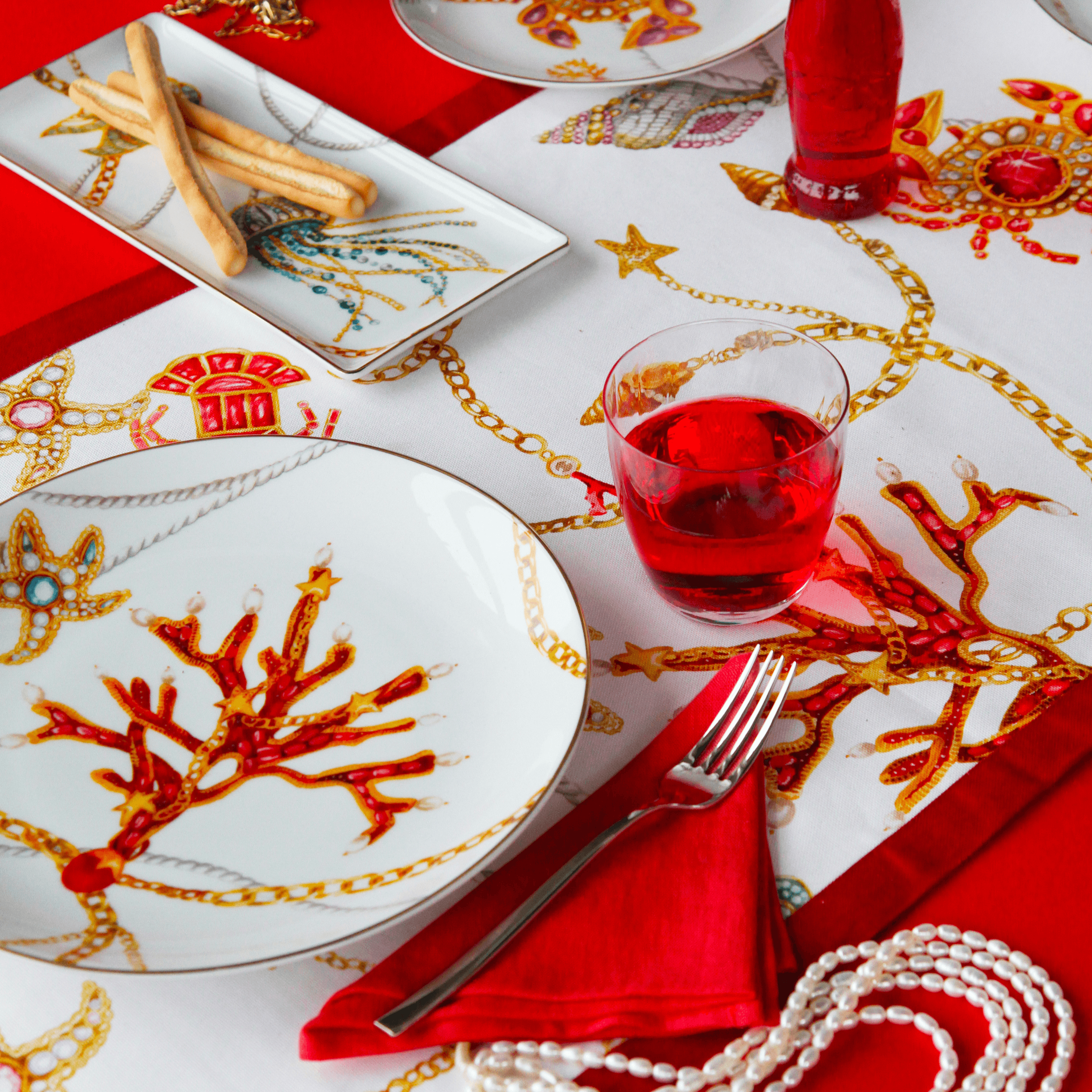 Set of 6 Porcelain Dinner Plates - Portofino - Baci Milano