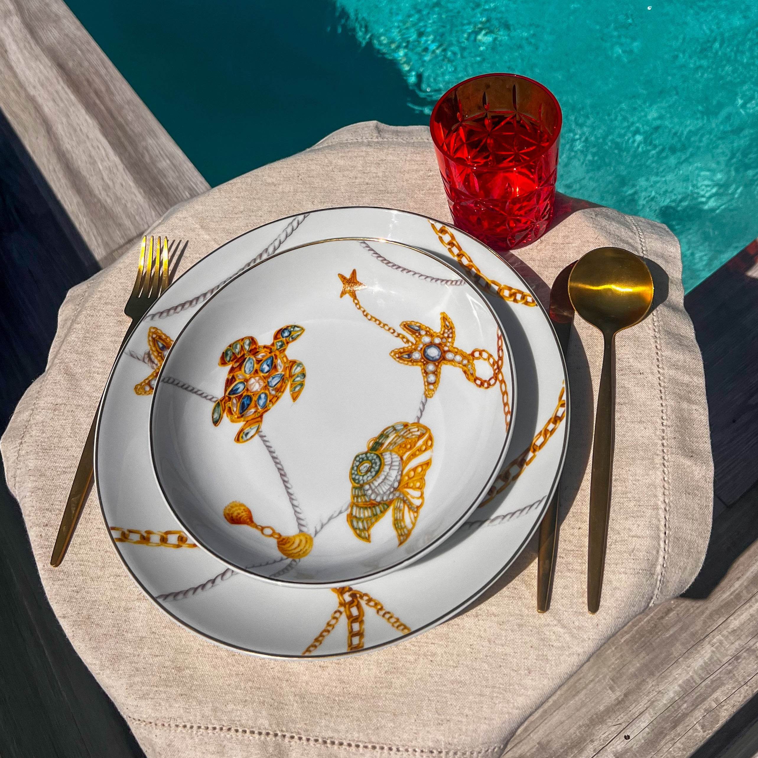 Set of 6 Porcelain Soup Bowls - Portofino - Baci Milano