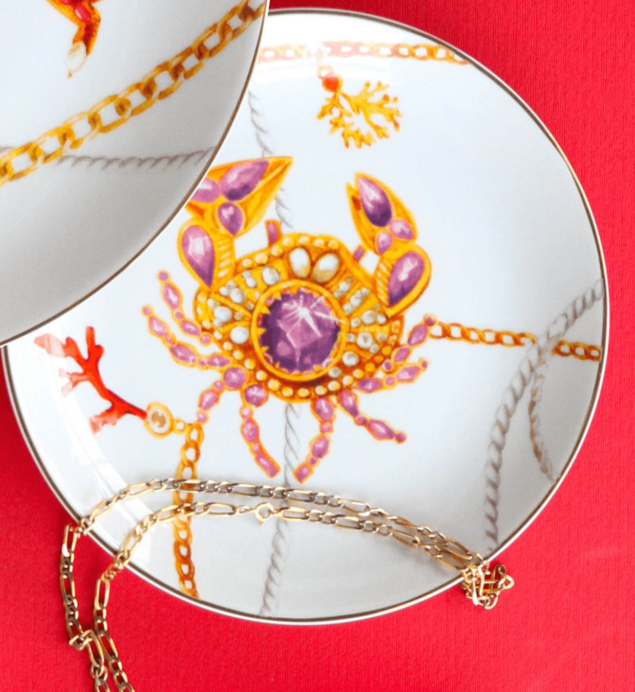 Set of 6 Porcelain Dessert Plates - Portofino - Baci Milano