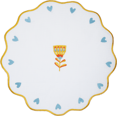 Round Embroidered Placemat with Orange Rim - Mamma Mia - Baci Milano