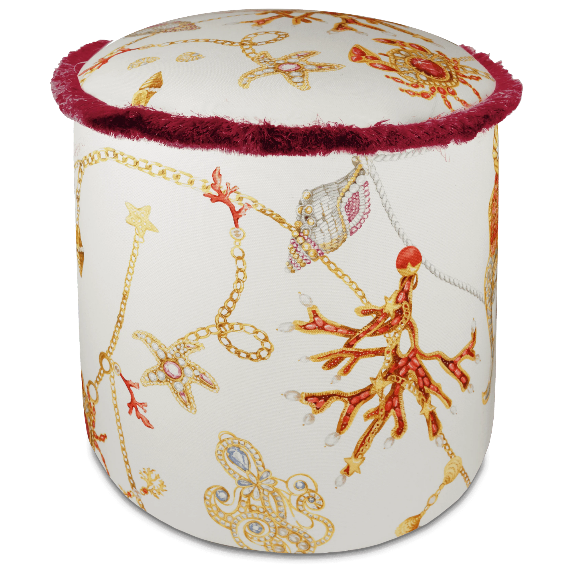 Round Pouf in Red- Portofino