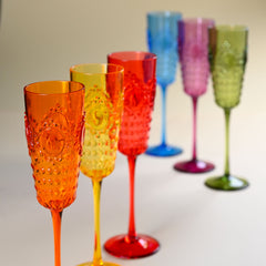 Set of 6 Champagne Flutes Assorted Colors - Baroque & Rock Anniversary