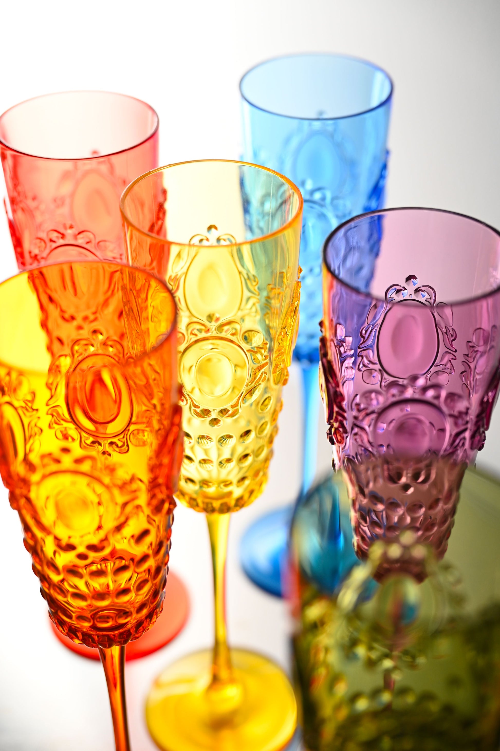 Set of 6 Champagne Flutes Assorted Colors - Baroque & Rock Anniversary