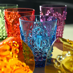 Set of 6 Acrylic Water Glasses in Assorted Colors - Baroque & Rock Anniversary - Baci Milano