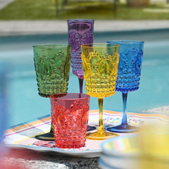 Set of 6 Acrylic Wine Glasses in Assorted Colors - Baroque & Rock Anniversary - Baci Milano