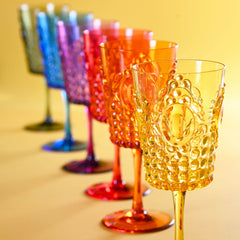 Set of 6 Acrylic Wine Glasses in Assorted Colors - Baroque & Rock Anniversary - Baci Milano