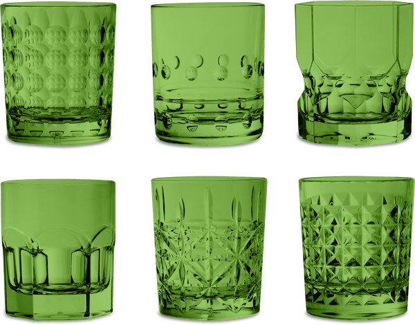 Set of 6 Green Acrylic Water Glasses - Crystal Touch