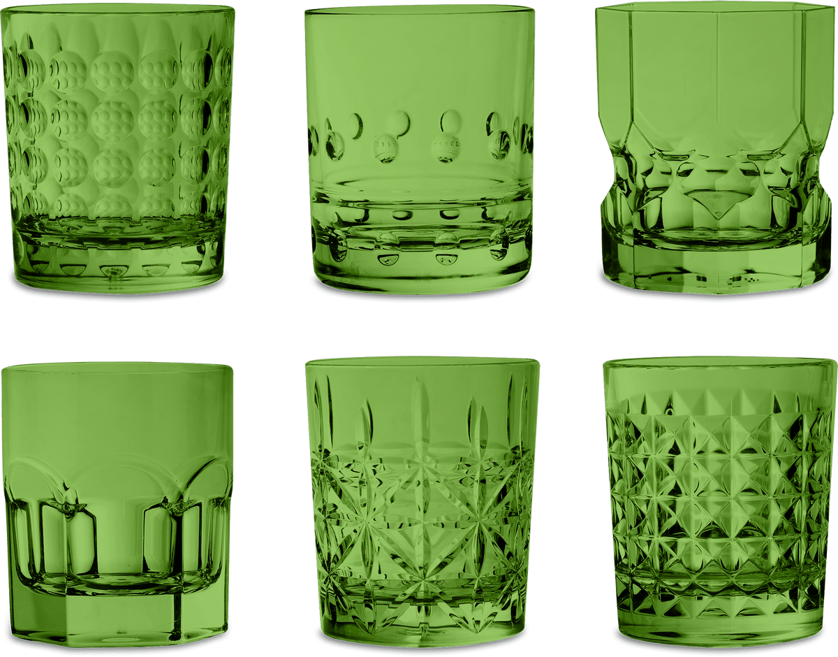 Set of 6 Green Acrylic Water Glasses - Crystal Touch - Baci Milano