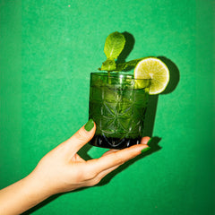 Set of 6 Green Water Glasses - Crystal Touch