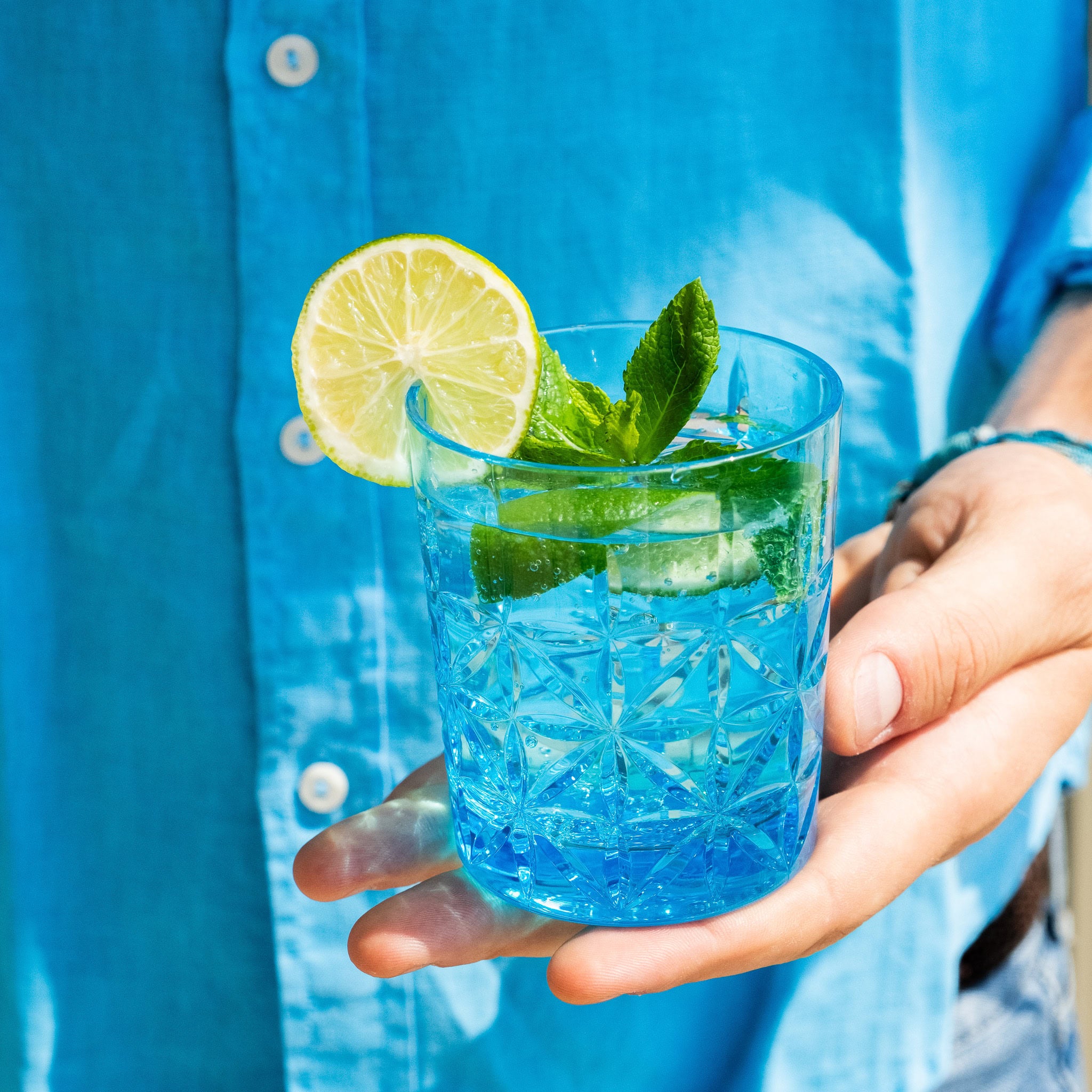 Set of 6 Turquoise Water Glasses - Crystal Touch