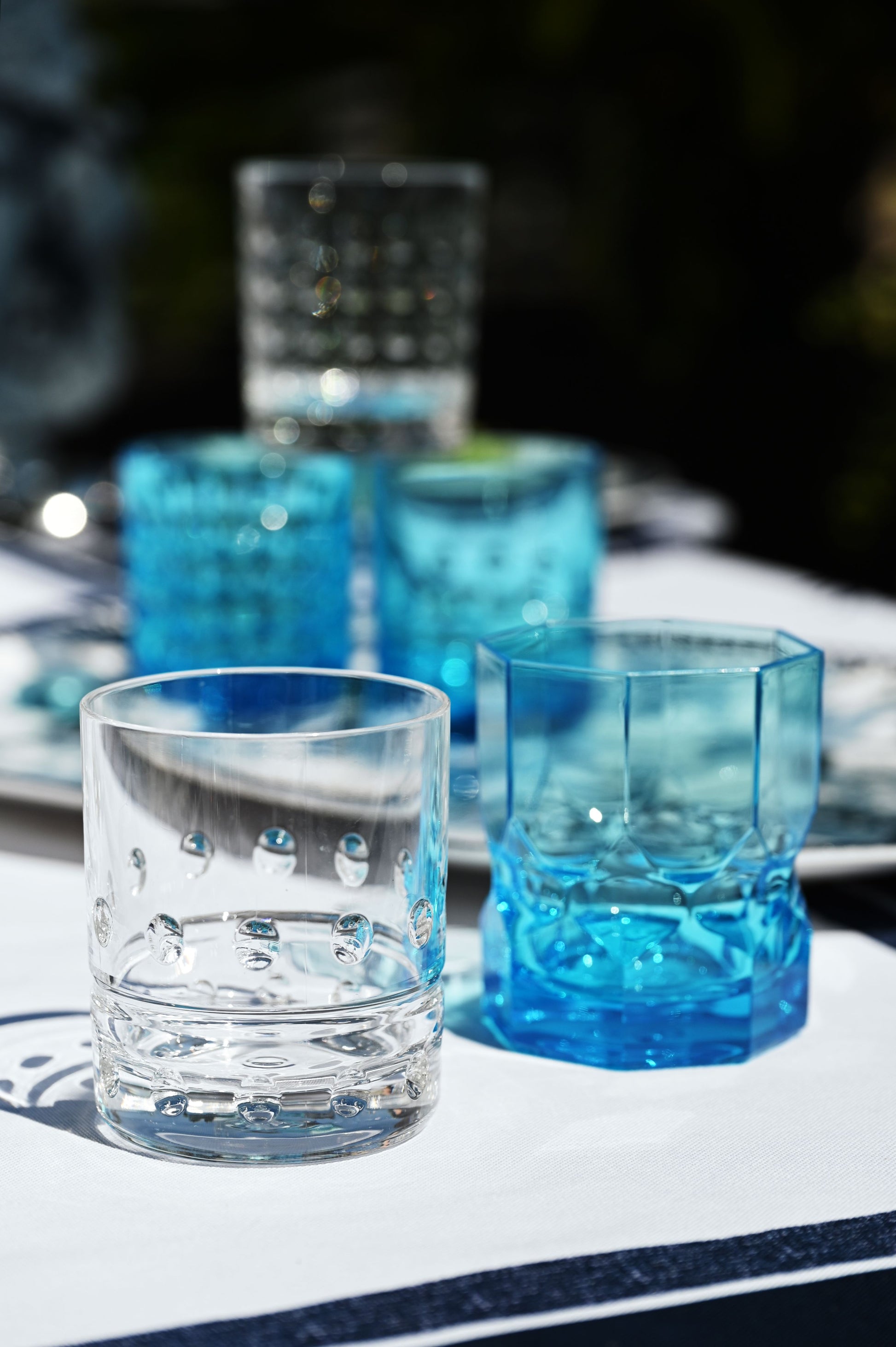 Set of 6 Turquoise Water Glasses - Crystal Touch