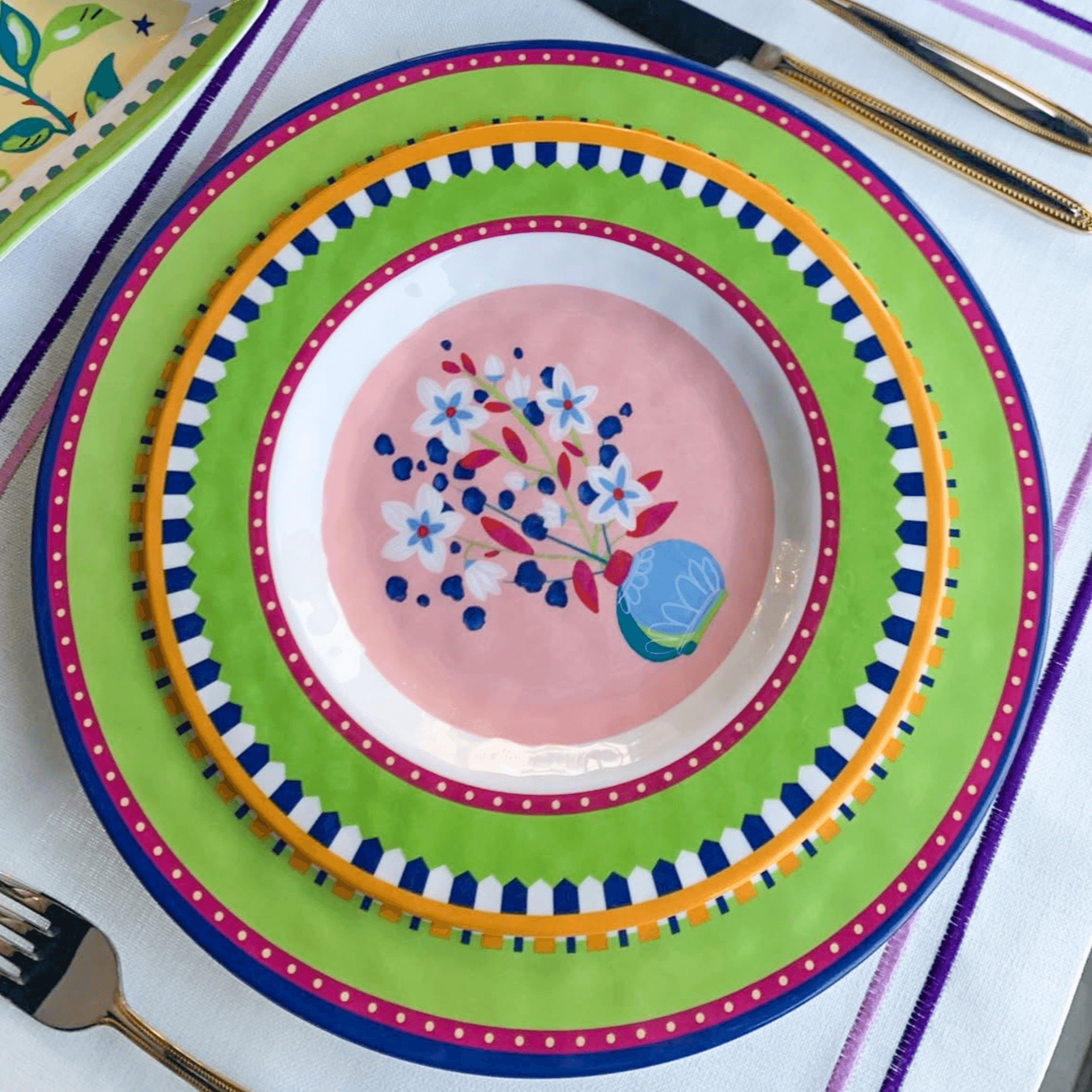 Set of 6 Melamine Dessert Plates - Branch - Mamma Mia - Baci Milano