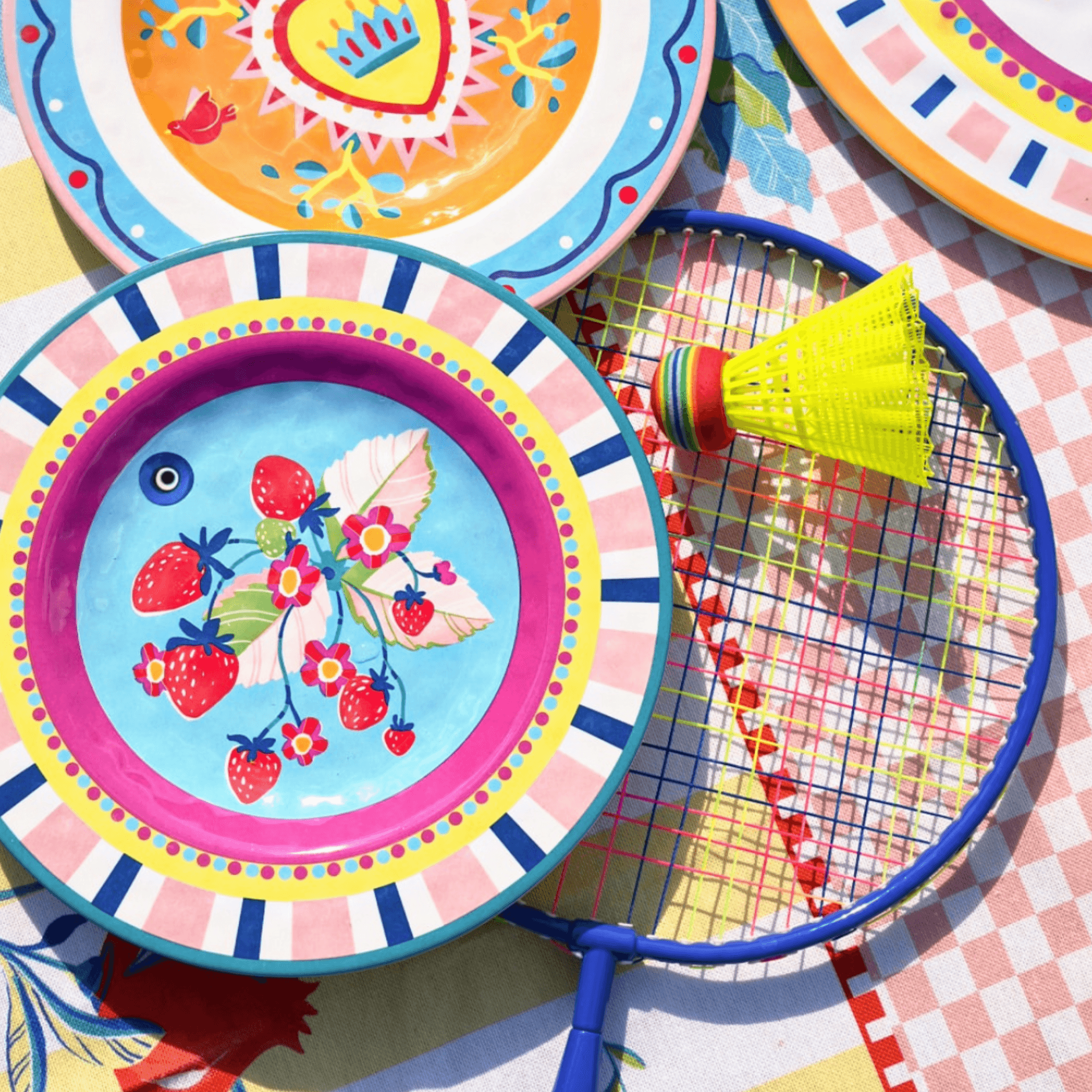 Set of 6 Melamine Dessert Plates - Strawberries - Mamma Mia - Baci Milano