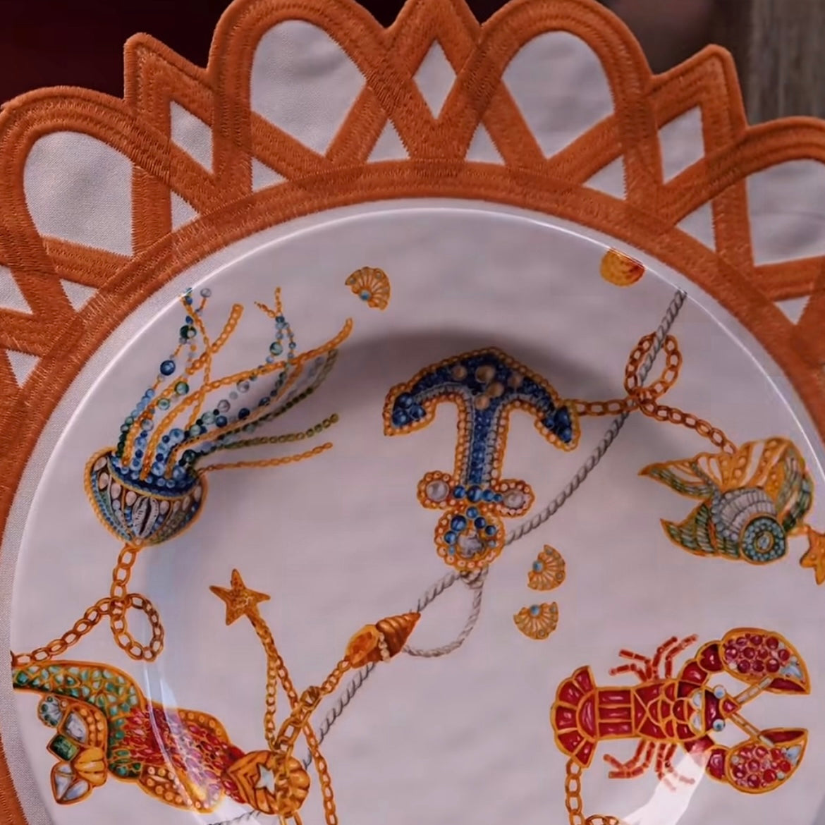 Set of 6 Melamine Dinner Plates - Portofino