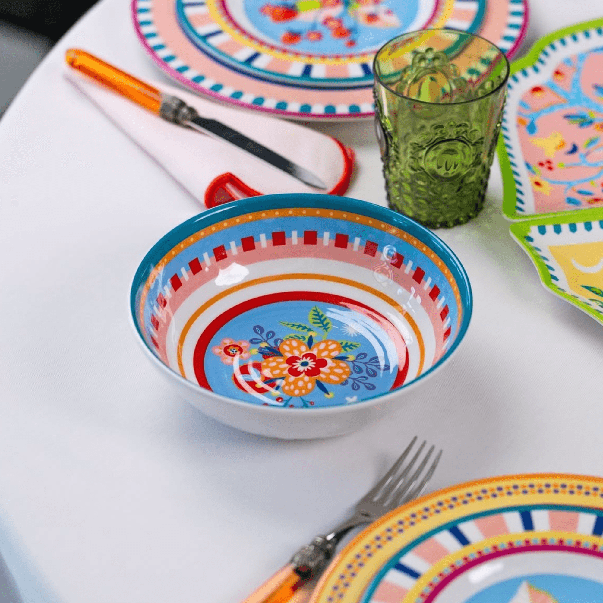 Set of 6 Melamine Soup Bowls - Flower - Mamma Mia - Baci Milano