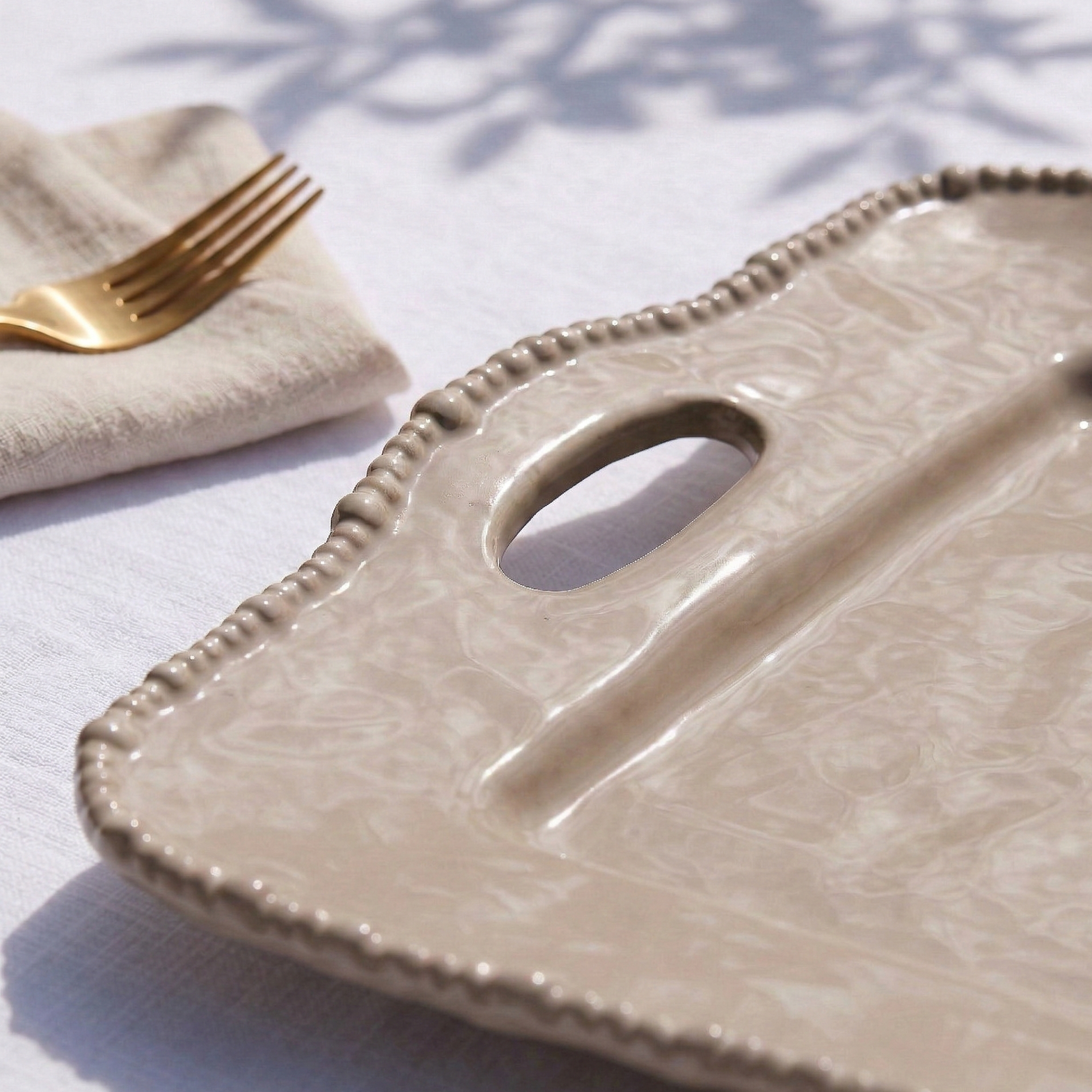Taupe Rectangular Serving Tray - Joke