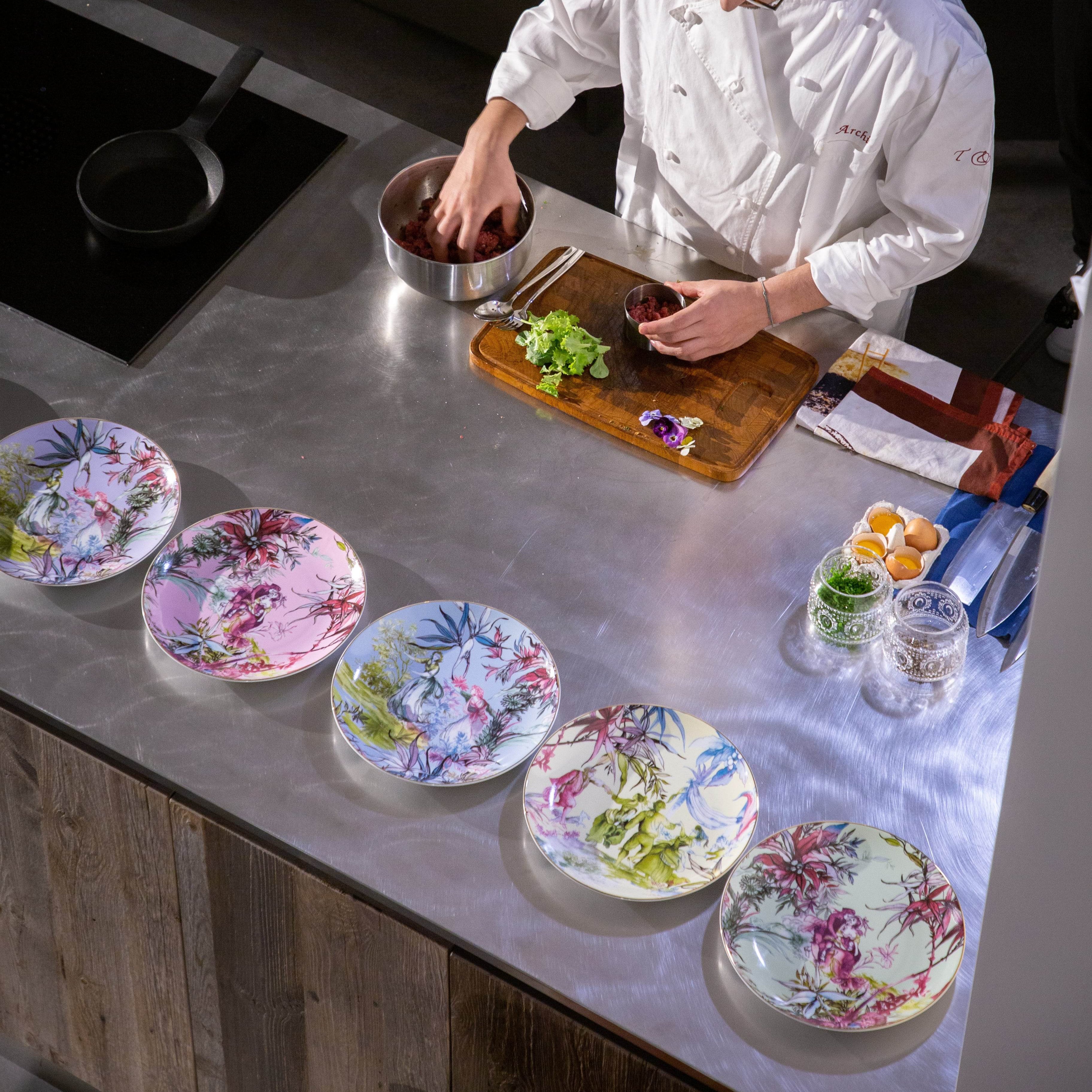 Set of 6 Porcelain Dinner Plates - Firenze - Baci Milano